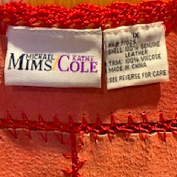 NWOT Michael Mims Kathy Cole 100% Leather Suede Red/Pink V-Neck Vest Sz: 1X - Picture 8 of 8